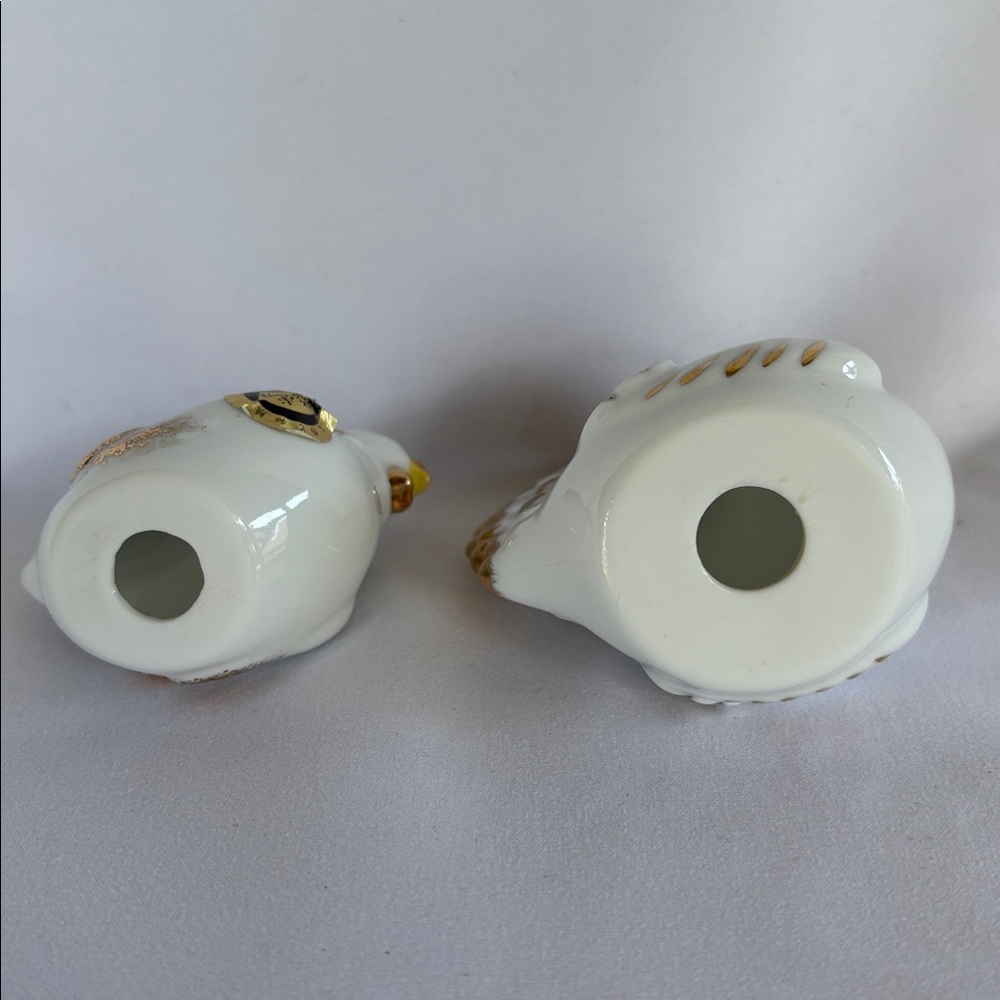 Japanese Porcelain/Ceramic Gold and White Hooster & Hen Figurines - Picture 10 of 12